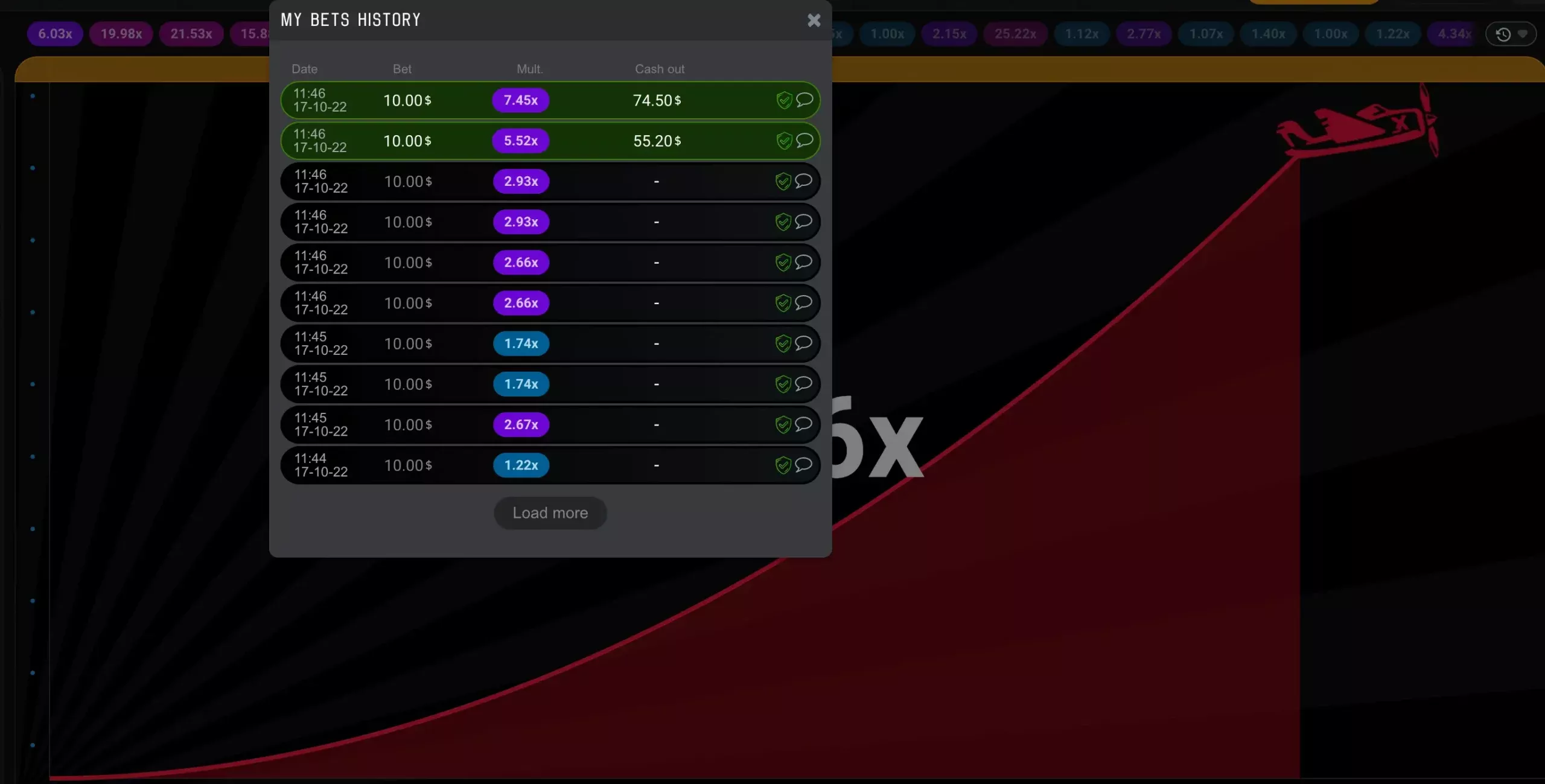 aviator-game My Bets History